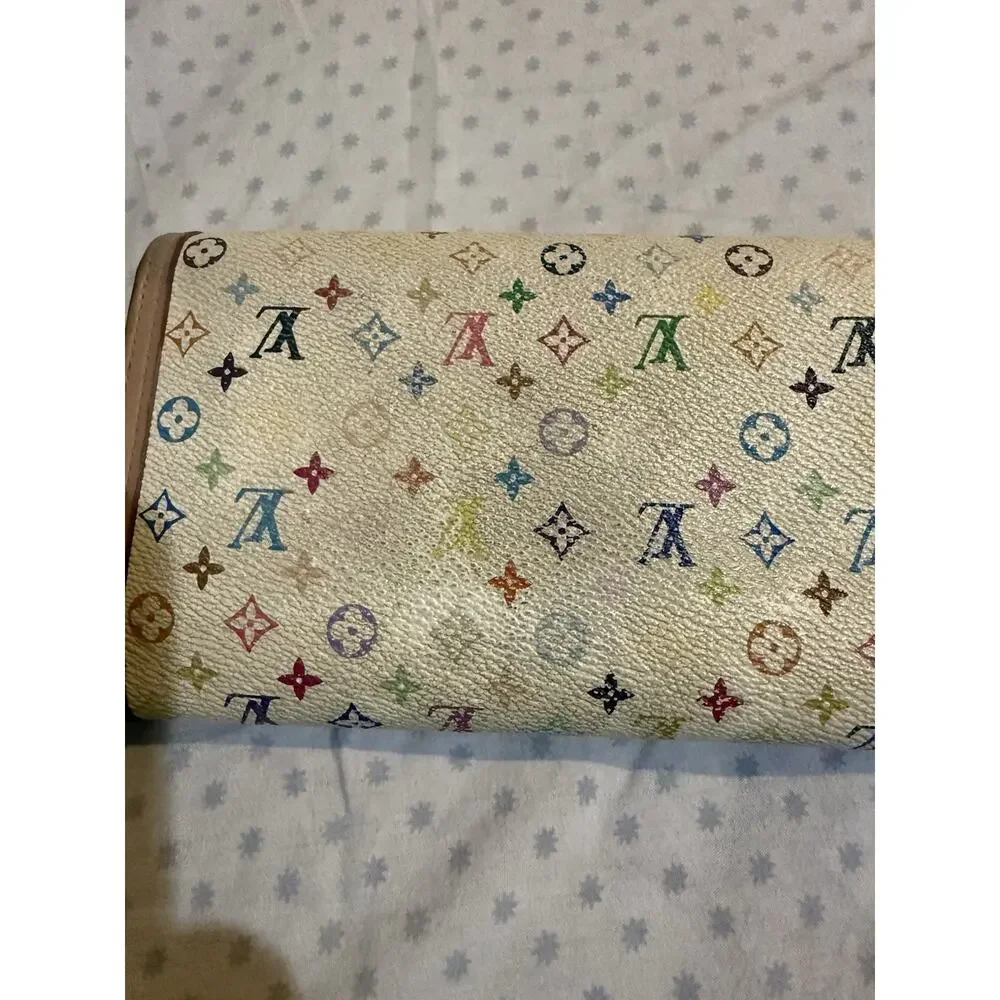 Vuitton Murakami Monogram Multicolore International Wallet in white
